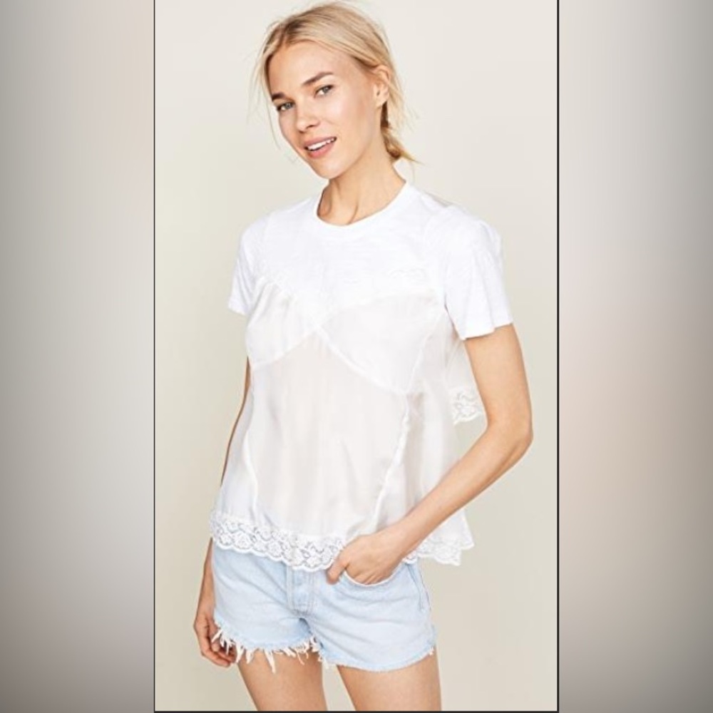 NWT Sea New York Whitley Lace Cami Silk Tee White Sz XS